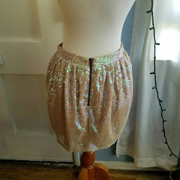 Sequined Mini Skirt by BCBGeneration Skirt Peach Sequins Size 6 - Picture 3 of 5